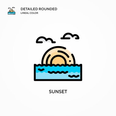 Gün batımı vektör simgesi. Modern vektör illüstrasyon kavramları. Düzenlemesi ve kişiselleştirmesi kolay.