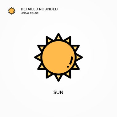 Güneş vektör simgesi. Modern vektör illüstrasyon kavramları. Düzenlemesi ve kişiselleştirmesi kolay.