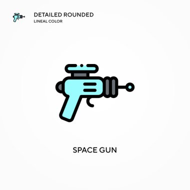 Uzay silahı vektör simgesi. Modern vektör illüstrasyon kavramları. Düzenlemesi ve kişiselleştirmesi kolay.