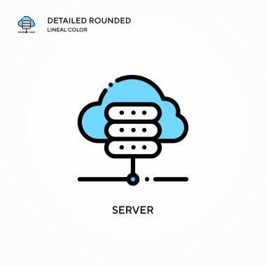 Sunucu vektör simgesi. Modern vektör illüstrasyon kavramları. Düzenlemesi ve kişiselleştirmesi kolay.