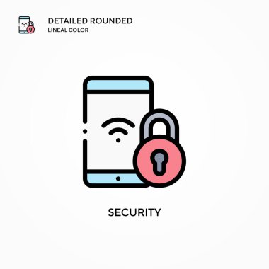 Güvenlik vektör simgesi. Modern vektör illüstrasyon kavramları. Düzenlemesi ve kişiselleştirmesi kolay.