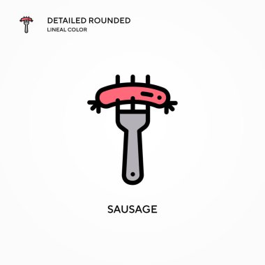 Sosis vektör simgesi. Modern vektör illüstrasyon kavramları. Düzenlemesi ve kişiselleştirmesi kolay.