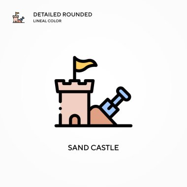 Kumdan kale vektör simgesi. Modern vektör illüstrasyon kavramları. Düzenlemesi ve kişiselleştirmesi kolay.