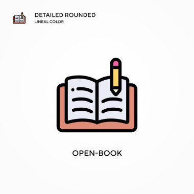 Açık-kitap vektör simgesi. Modern vektör illüstrasyon kavramları. Düzenlemesi ve kişiselleştirmesi kolay.