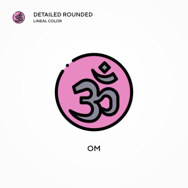 Om vektör simgesi. Modern vektör illüstrasyon kavramları. Düzenlemesi ve kişiselleştirmesi kolay.