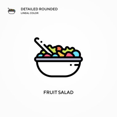 Meyve salatası vektör simgesi. Modern vektör illüstrasyon kavramları. Düzenlemesi ve kişiselleştirmesi kolay.