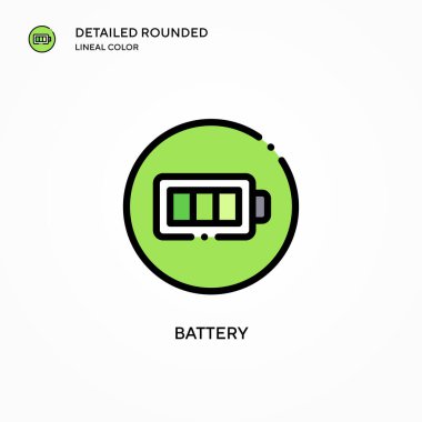 Batarya vektör simgesi. Modern vektör illüstrasyon kavramları. Düzenlemesi ve kişiselleştirmesi kolay.