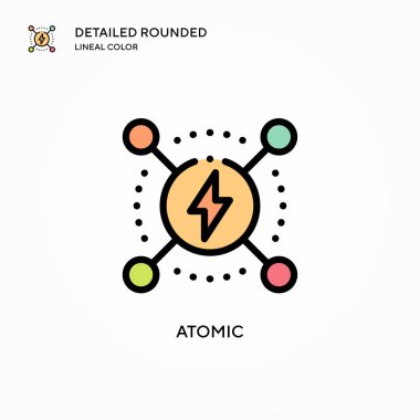 Atomik vektör simgesi. Modern vektör illüstrasyon kavramları. Düzenlemesi ve kişiselleştirmesi kolay.