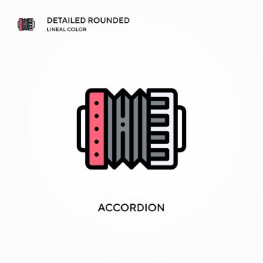 Akordiyon vektör simgesi. Modern vektör illüstrasyon kavramları. Düzenlemesi ve kişiselleştirmesi kolay.