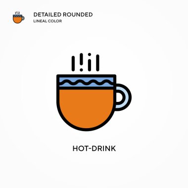 Sıcak içecek vektör simgesi. Modern vektör illüstrasyon kavramları. Düzenlemesi ve kişiselleştirmesi kolay.