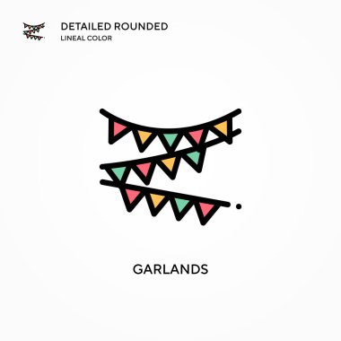 Çelenk vektör simgesi. Modern vektör illüstrasyon kavramları. Düzenlemesi ve kişiselleştirmesi kolay.