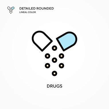 Uyuşturucu vektör ikonu. Modern vektör illüstrasyon kavramları. Düzenlemesi ve kişiselleştirmesi kolay.