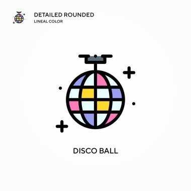 Disko topu vektör simgesi. Modern vektör illüstrasyon kavramları. Düzenlemesi ve kişiselleştirmesi kolay.