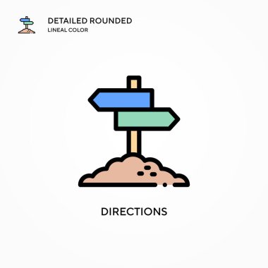 Yönler vektör simgesi. Modern vektör illüstrasyon kavramları. Düzenlemesi ve kişiselleştirmesi kolay.