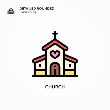 Kilise vektör ikonu. Modern vektör illüstrasyon kavramları. Düzenlemesi ve kişiselleştirmesi kolay.