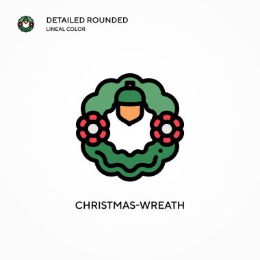 Noel çelengi vektör simgesi. Modern vektör illüstrasyon kavramları. Düzenlemesi ve kişiselleştirmesi kolay.