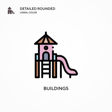 Bina vektör simgesi. Modern vektör illüstrasyon kavramları. Düzenlemesi ve kişiselleştirmesi kolay.