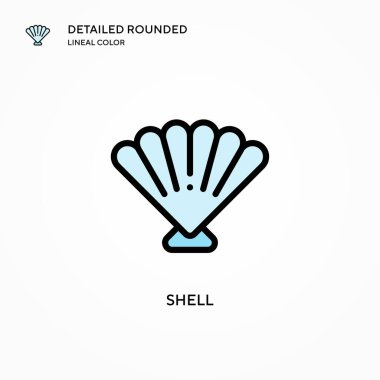 Kabuk vektör simgesi. Modern vektör illüstrasyon kavramları. Düzenlemesi ve kişiselleştirmesi kolay.