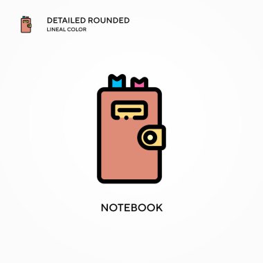 Not defteri vektör simgesi. Modern vektör illüstrasyon kavramları. Düzenlemesi ve kişiselleştirmesi kolay.