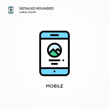 Mobil vektör simgesi. Modern vektör illüstrasyon kavramları. Düzenlemesi ve kişiselleştirmesi kolay.