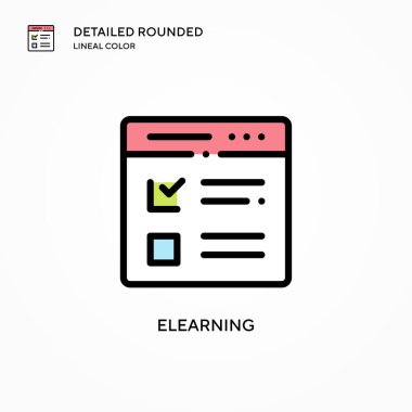 Elearning vektör simgesi. Modern vektör illüstrasyon kavramları. Düzenlemesi ve kişiselleştirmesi kolay.