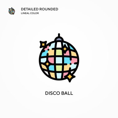 Disko topu vektör simgesi. Modern vektör illüstrasyon kavramları. Düzenlemesi ve kişiselleştirmesi kolay.