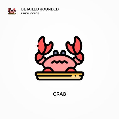 Yengeç vektör simgesi. Modern vektör illüstrasyon kavramları. Düzenlemesi ve kişiselleştirmesi kolay.