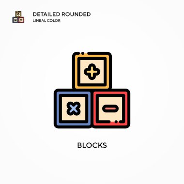 Bloklar vektör simgesi. Modern vektör illüstrasyon kavramları. Düzenlemesi ve kişiselleştirmesi kolay.