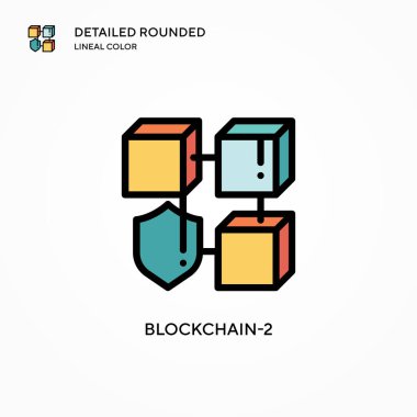 Blokchain-2 vektör simgesi. Modern vektör illüstrasyon kavramları. Düzenlemesi ve kişiselleştirmesi kolay.