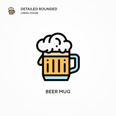 Bira kupası vektör simgesi. Modern vektör illüstrasyon kavramları. Düzenlemesi ve kişiselleştirmesi kolay.