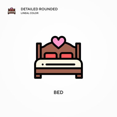 Yatak vektör simgesi. Modern vektör illüstrasyon kavramları. Düzenlemesi ve kişiselleştirmesi kolay.