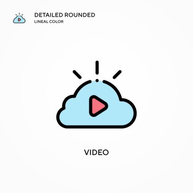 Video vektör simgesi. Modern vektör illüstrasyon kavramları. Düzenlemesi ve kişiselleştirmesi kolay.