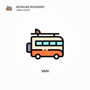 Van vektör simgesi. Modern vektör illüstrasyon kavramları. Düzenlemesi ve kişiselleştirmesi kolay.