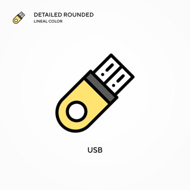 Usb vektör simgesi. Modern vektör illüstrasyon kavramları. Düzenlemesi ve kişiselleştirmesi kolay.