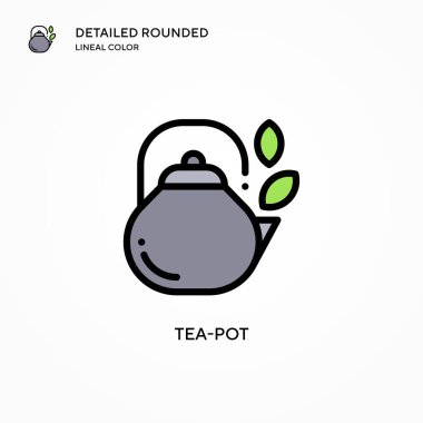 Çay demliği vektör simgesi. Modern vektör illüstrasyon kavramları. Düzenlemesi ve kişiselleştirmesi kolay.