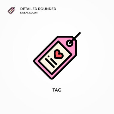 Etiket vektör simgesi. Modern vektör illüstrasyon kavramları. Düzenlemesi ve kişiselleştirmesi kolay.