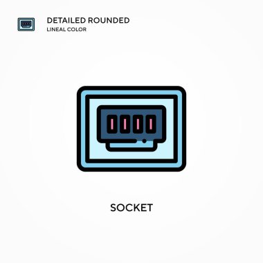 Soket vektör simgesi. Modern vektör illüstrasyon kavramları. Düzenlemesi ve kişiselleştirmesi kolay.