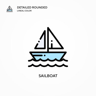 Yelkenli vektör simgesi. Modern vektör illüstrasyon kavramları. Düzenlemesi ve kişiselleştirmesi kolay.