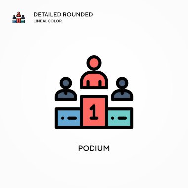 Podyum vektör simgesi. Modern vektör illüstrasyon kavramları. Düzenlemesi ve kişiselleştirmesi kolay.