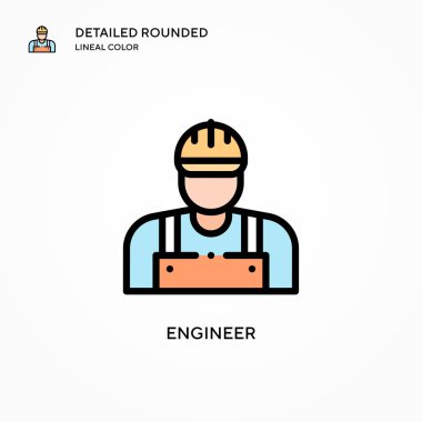 Mühendis vektör simgesi. Modern vektör illüstrasyon kavramları. Düzenlemesi ve kişiselleştirmesi kolay.