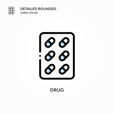 Uyuşturucu vektör ikonu. Modern vektör illüstrasyon kavramları. Düzenlemesi ve kişiselleştirmesi kolay.