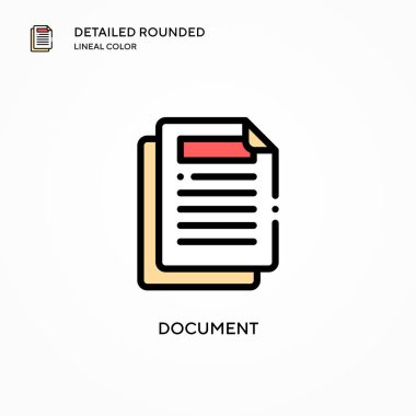 Belge vektör simgesi. Modern vektör illüstrasyon kavramları. Düzenlemesi ve kişiselleştirmesi kolay.
