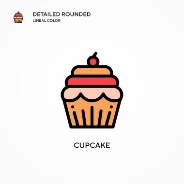 Cupcake vektör simgesi. Modern vektör illüstrasyon kavramları. Düzenlemesi ve kişiselleştirmesi kolay.