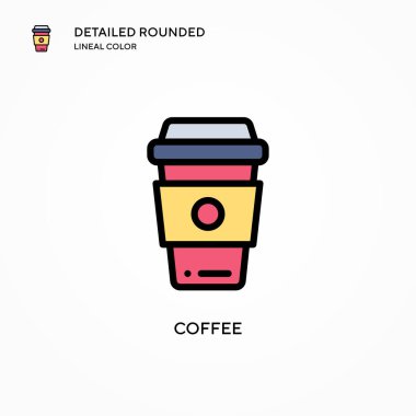 Kahve vektörü ikonu. Modern vektör illüstrasyon kavramları. Düzenlemesi ve kişiselleştirmesi kolay.