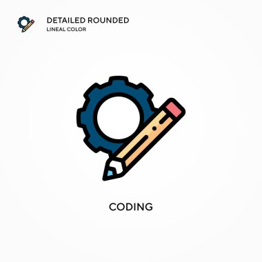 Kodlama vektör simgesi. Modern vektör illüstrasyon kavramları. Düzenlemesi ve kişiselleştirmesi kolay.