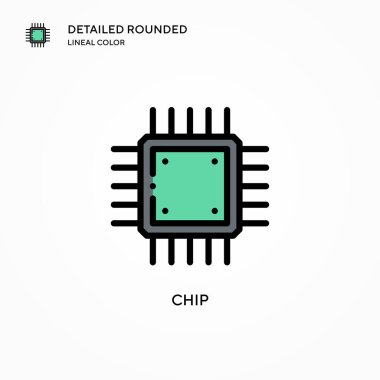 Çip vektör simgesi. Modern vektör illüstrasyon kavramları. Düzenlemesi ve kişiselleştirmesi kolay.