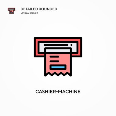 Kasiyer-makine vektör simgesi. Modern vektör illüstrasyon kavramları. Düzenlemesi ve kişiselleştirmesi kolay.