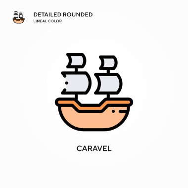 Caravel vektör simgesi. Modern vektör illüstrasyon kavramları. Düzenlemesi ve kişiselleştirmesi kolay.