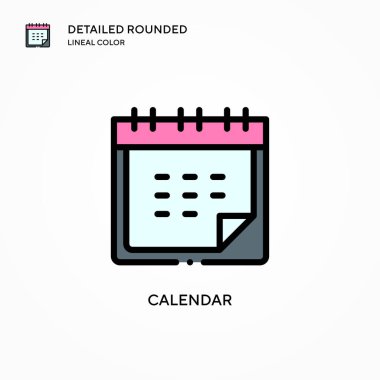 Takvim vektör simgesi. Modern vektör illüstrasyon kavramları. Düzenlemesi ve kişiselleştirmesi kolay.