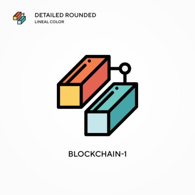 Blokzincir1 vektör simgesi. Modern vektör illüstrasyon kavramları. Düzenlemesi ve kişiselleştirmesi kolay.